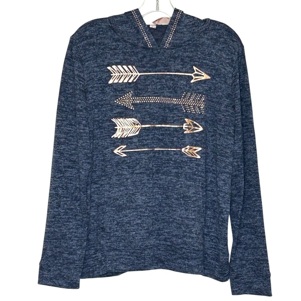 Women's SJS Pullover Hooded Large Embellished Sweater Top with Pocket